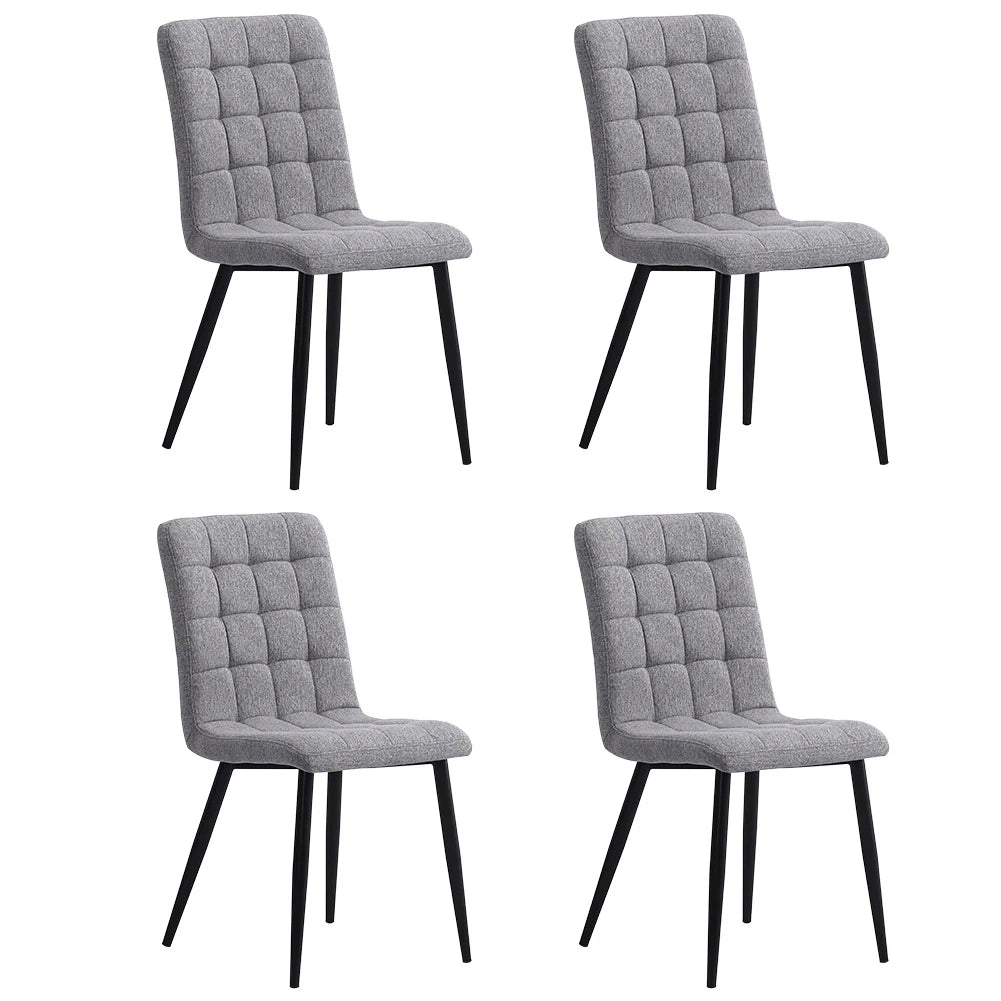 Tufted Modern Armless Grey Dining Chair with Metal Legs 1 PC