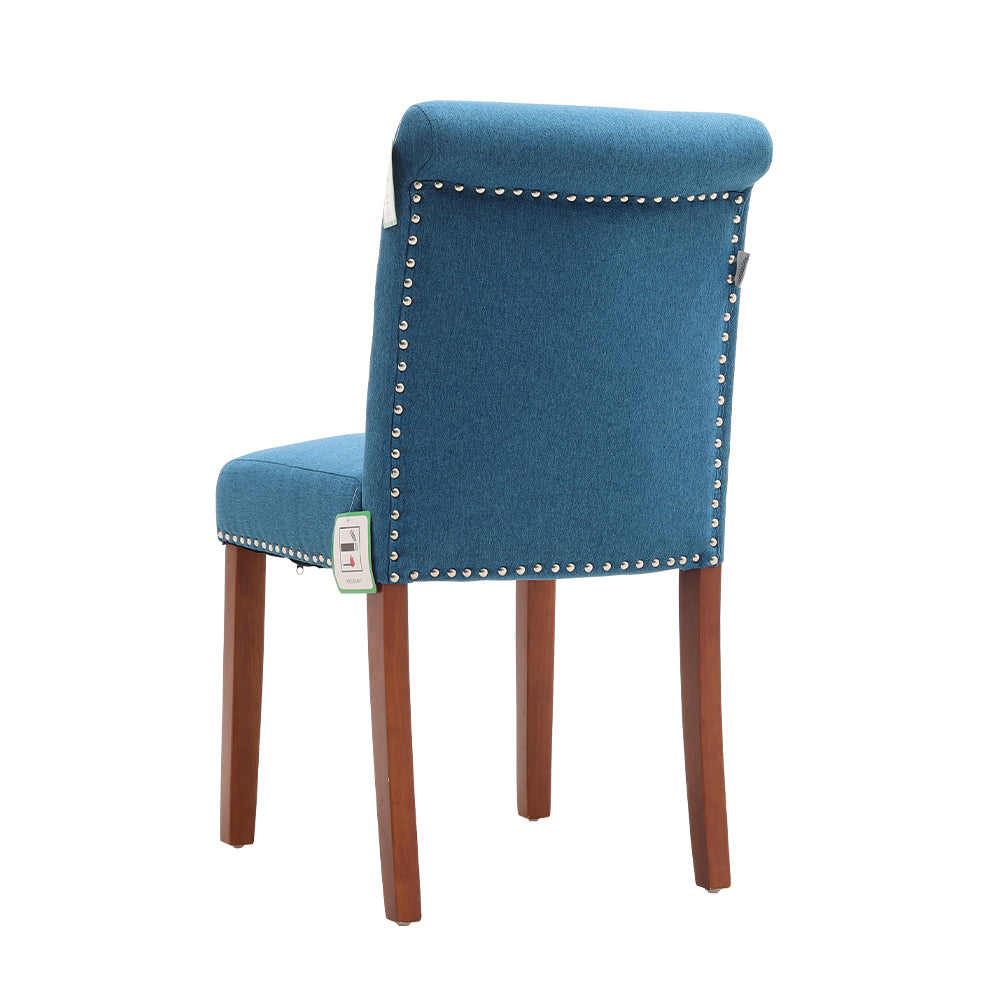 Contemporary Buttoned Accent Blue Dining Chair Studded Rim 1PC