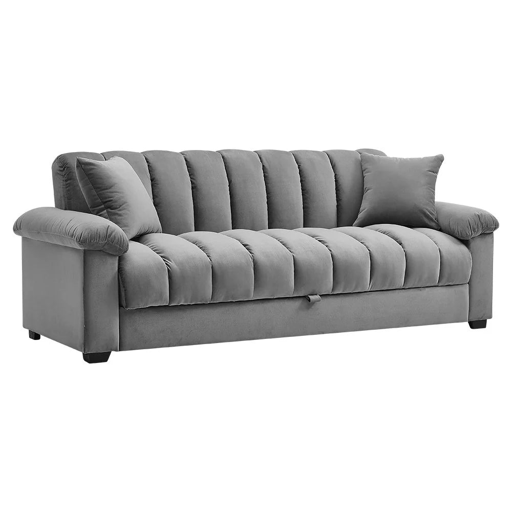 NEW Grey Channel Sleeper Sofa Bed