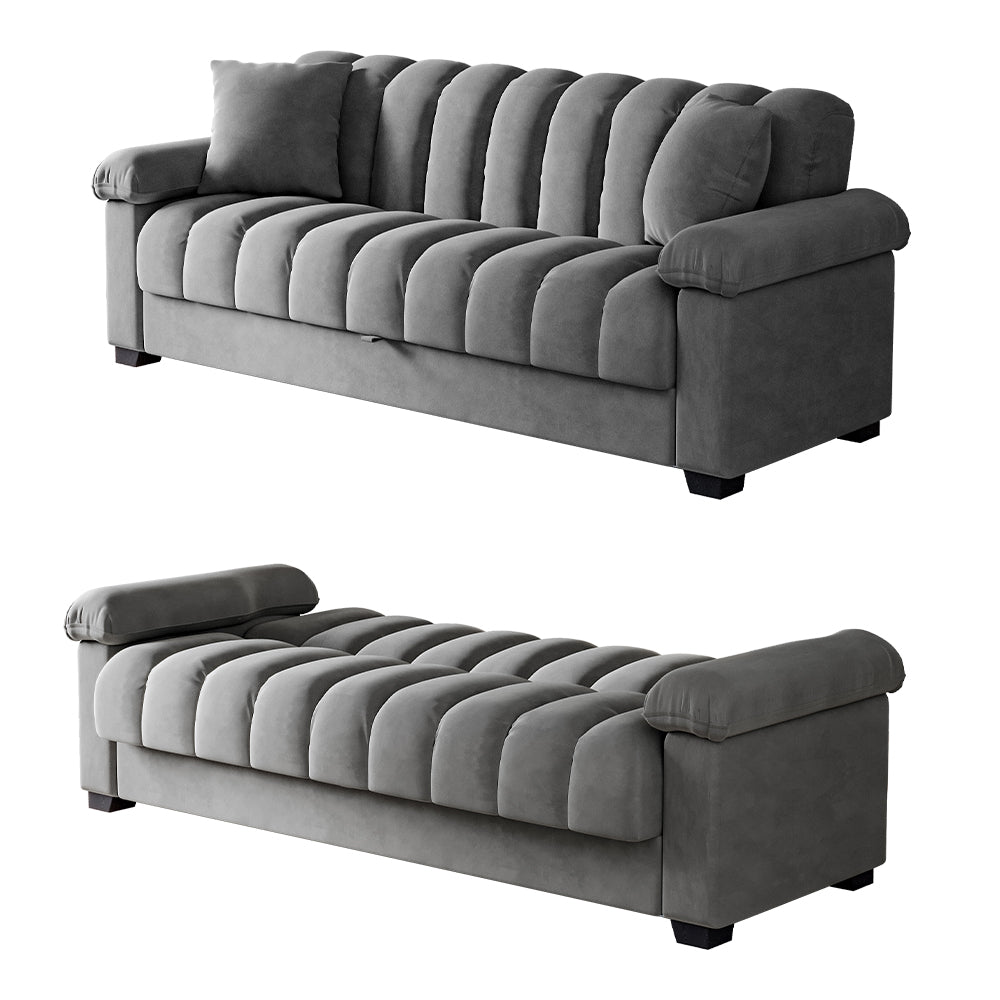 NEW Grey Channel Sleeper Sofa Bed