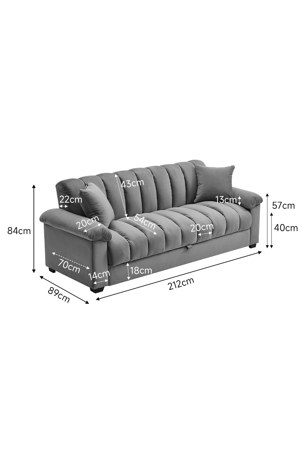 NEW Grey Channel Sleeper Sofa Bed