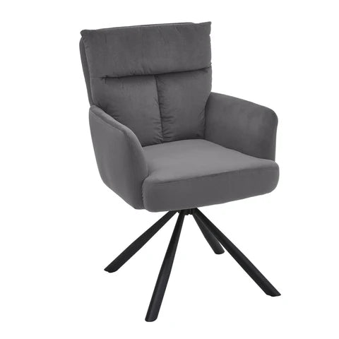 NEW Grey Modern Upholstered Swivel Armchair with Black Legs