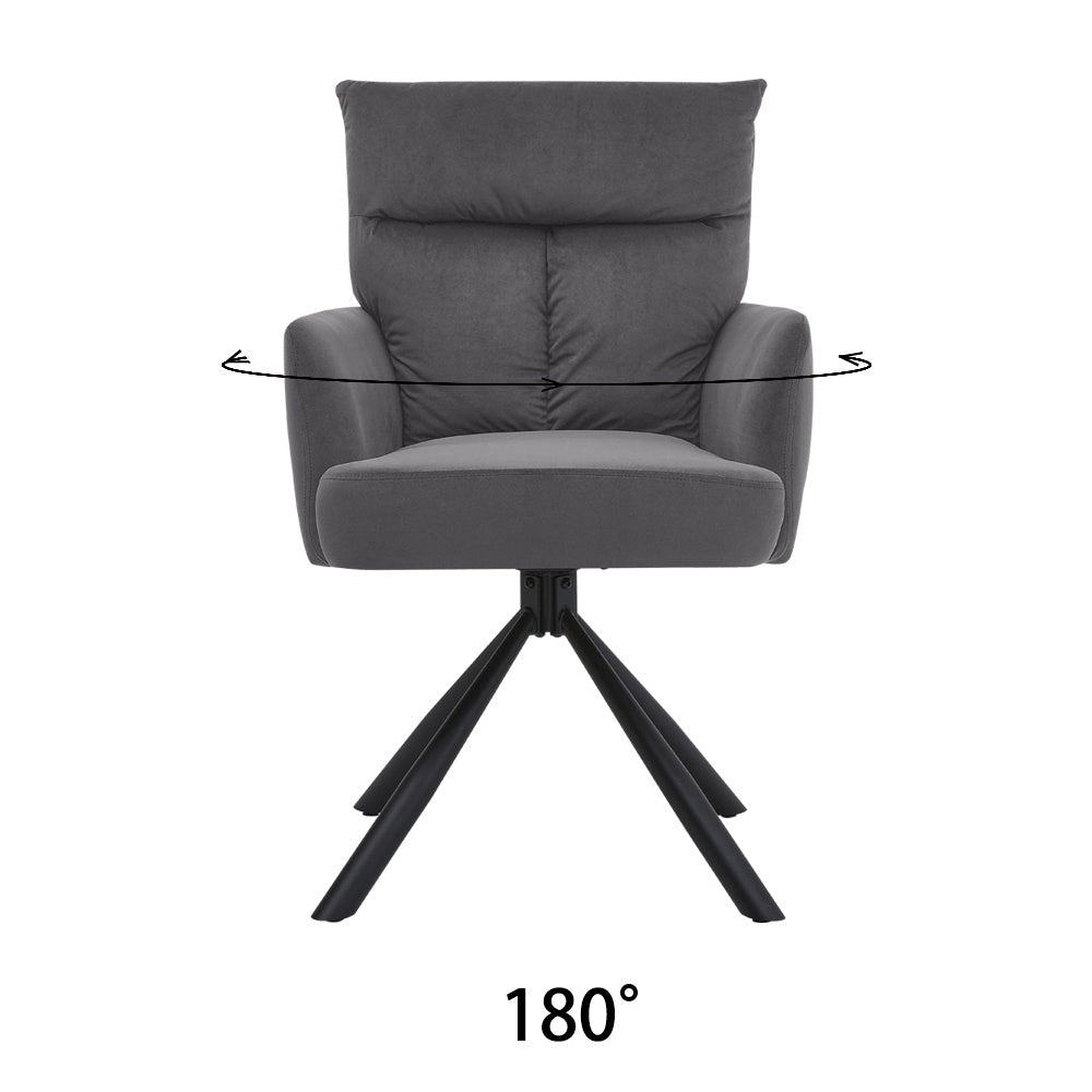 NEW Grey Modern Upholstered Swivel Armchair with Black Legs