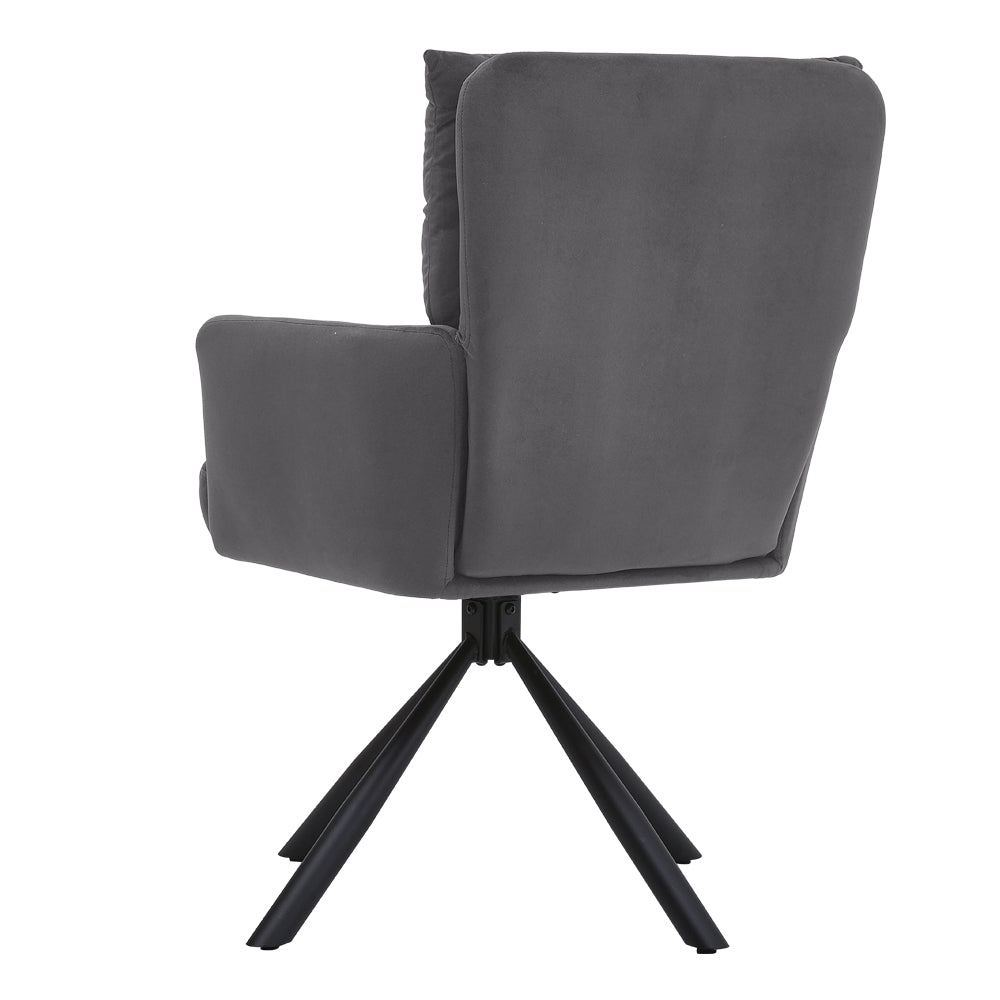 NEW Grey Modern Upholstered Swivel Armchair with Black Legs