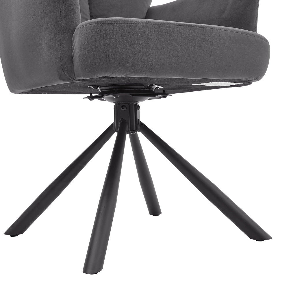 NEW Grey Modern Upholstered Swivel Armchair with Black Legs