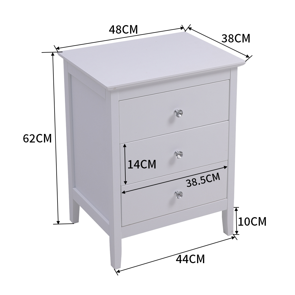 New White 3 Drawers Vertical Storage Cabinet