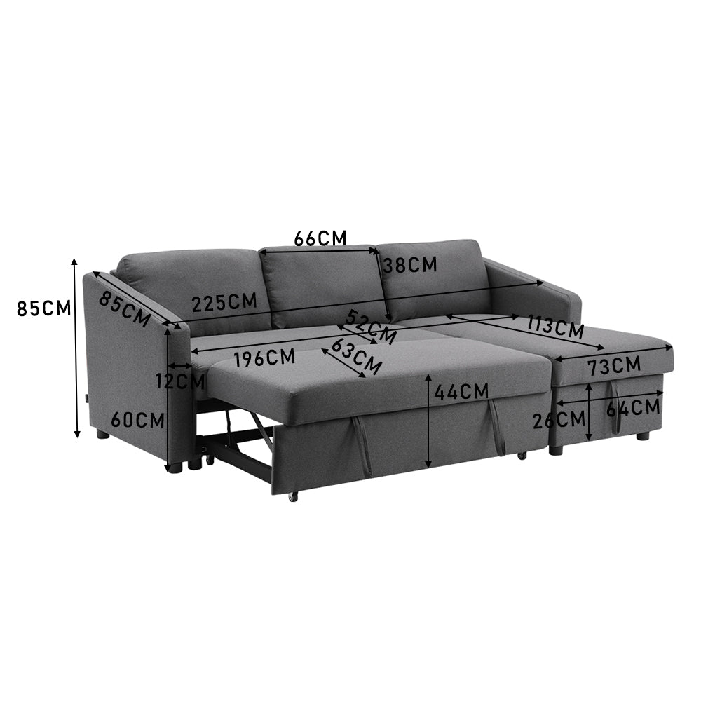 NEW Corner Sofa Bed 3 Seater L-Shaped Sofa with Storage