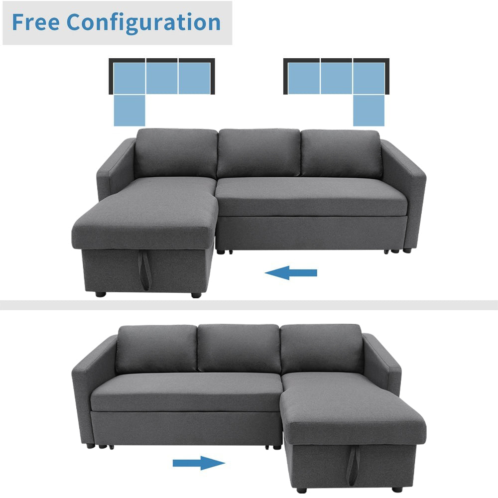 NEW Corner Sofa Bed 3 Seater L-Shaped Sofa with Storage