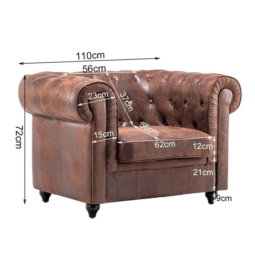 New Mid Century Faux Leather Wingback Chesterfield Accent Armchair