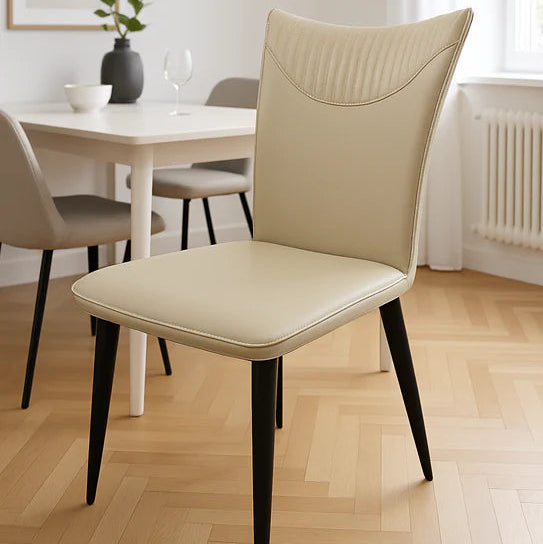 Set of 2 PU Leather Upholstered Dining Chairs Light Grey