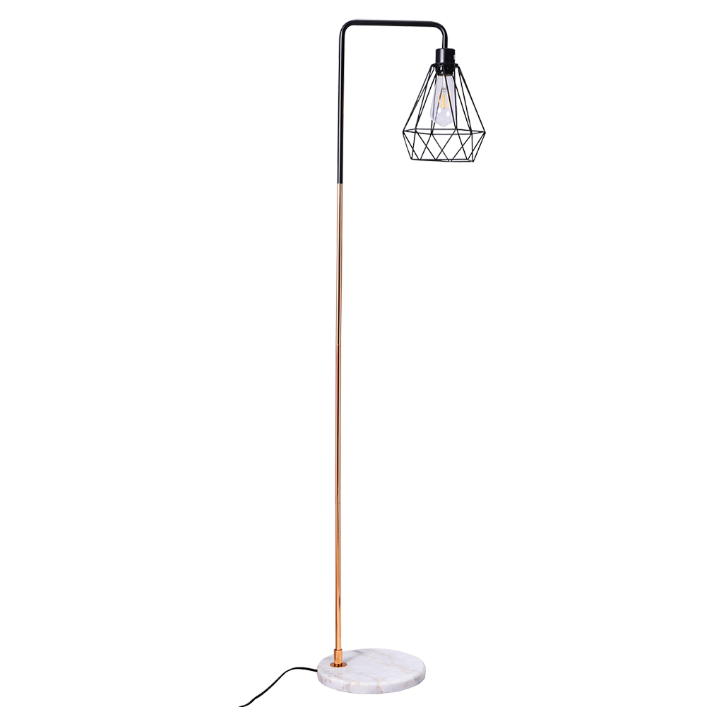 New Gold and Black Industrial Angled Floor Lamp with Marble Base