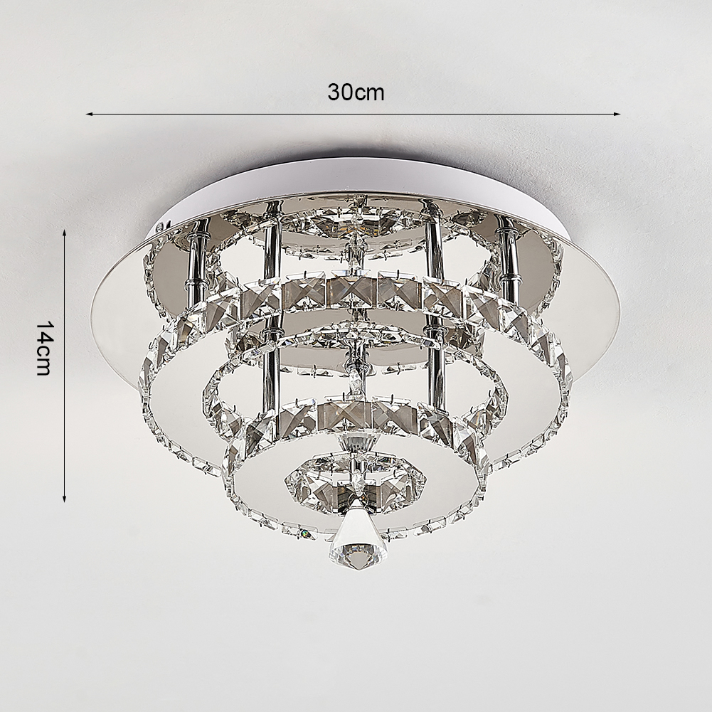 Round 30cm Dia Modern Double-tiers Median-size Crystal LED Ceiling Light