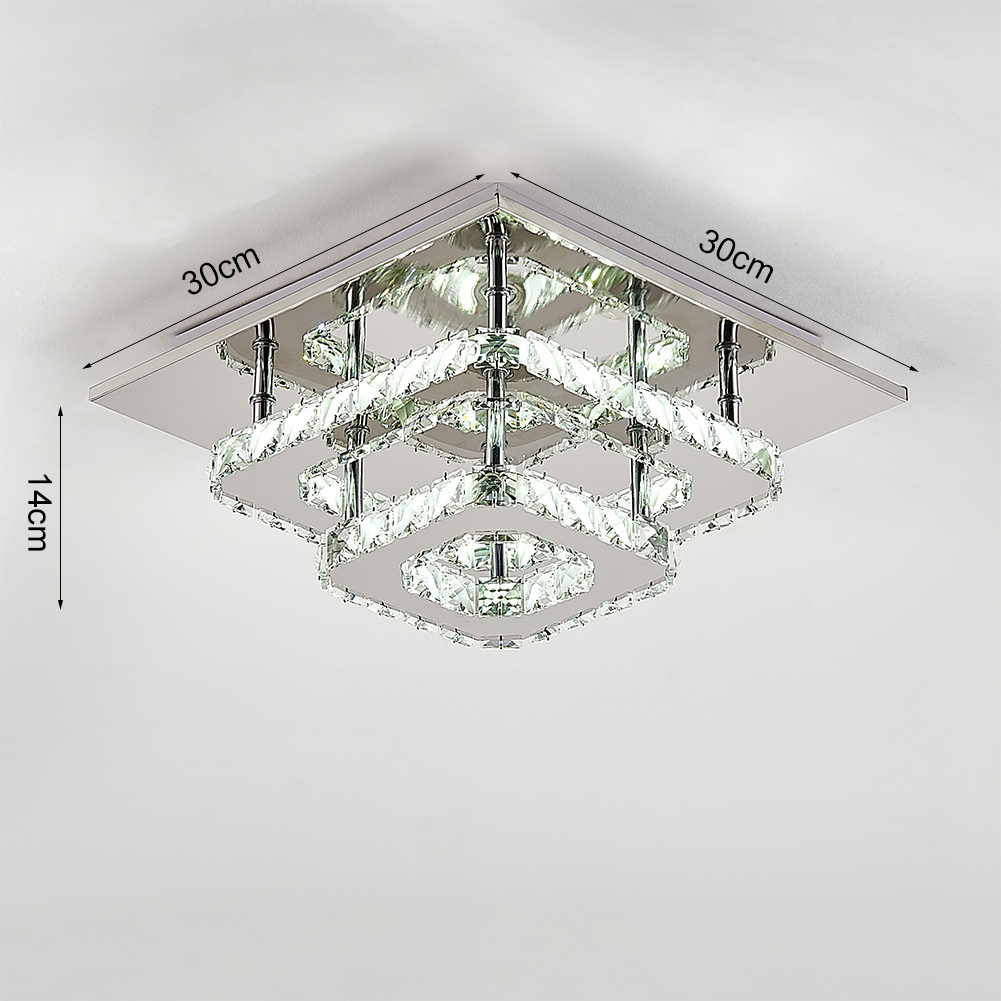 Square 30cm Modern Double-tiers Median-size Crystal LED Ceiling Light