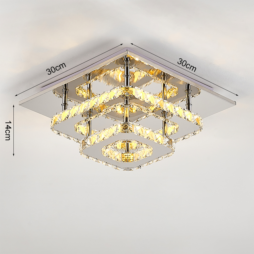 Square 30cm Modern Double-tiers Median-size Crystal LED Ceiling Light
