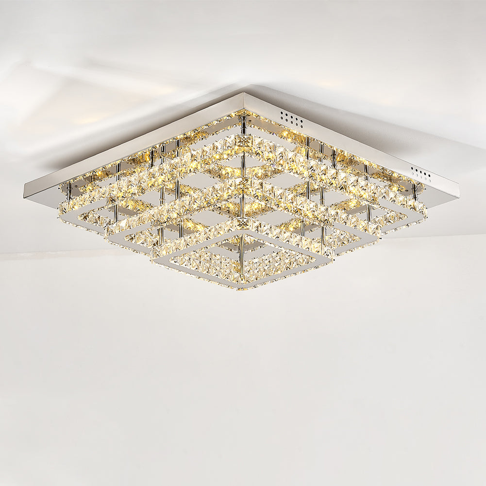 Square Large-size Glamourous Crystal LED Ceiling Light