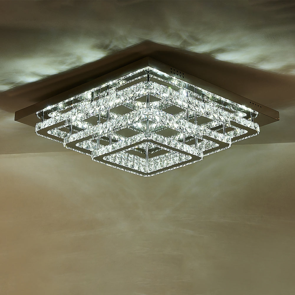 Square Large-size Glamourous Crystal LED Ceiling Light