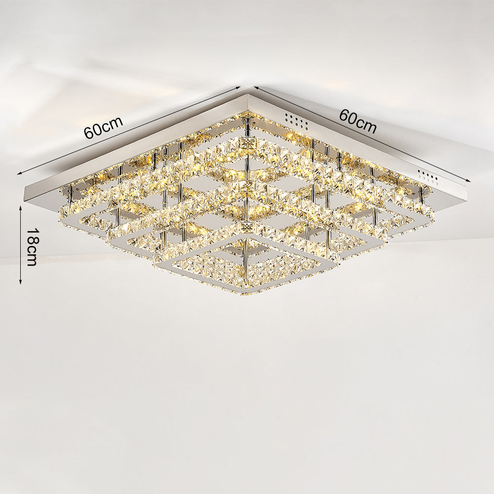 Square Large-size Glamourous Crystal LED Ceiling Light