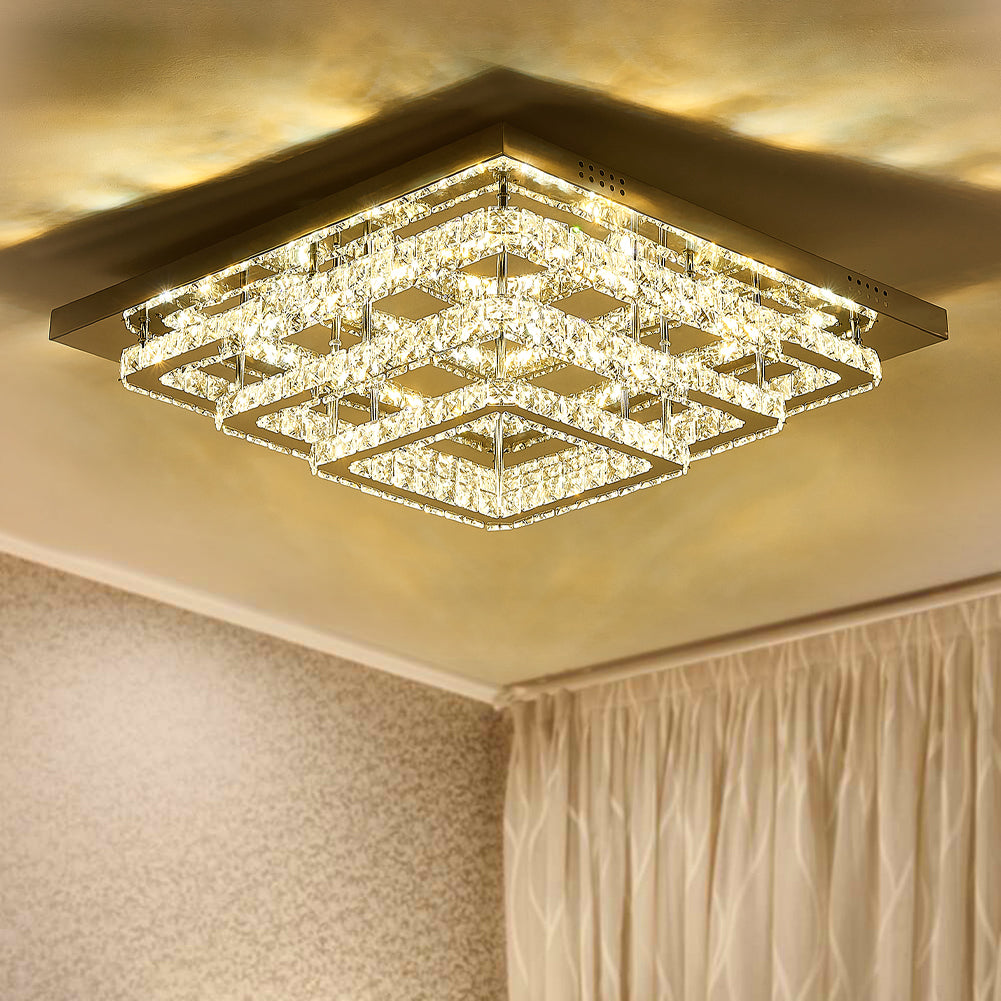 Square Large-size Glamourous Crystal LED Ceiling Light