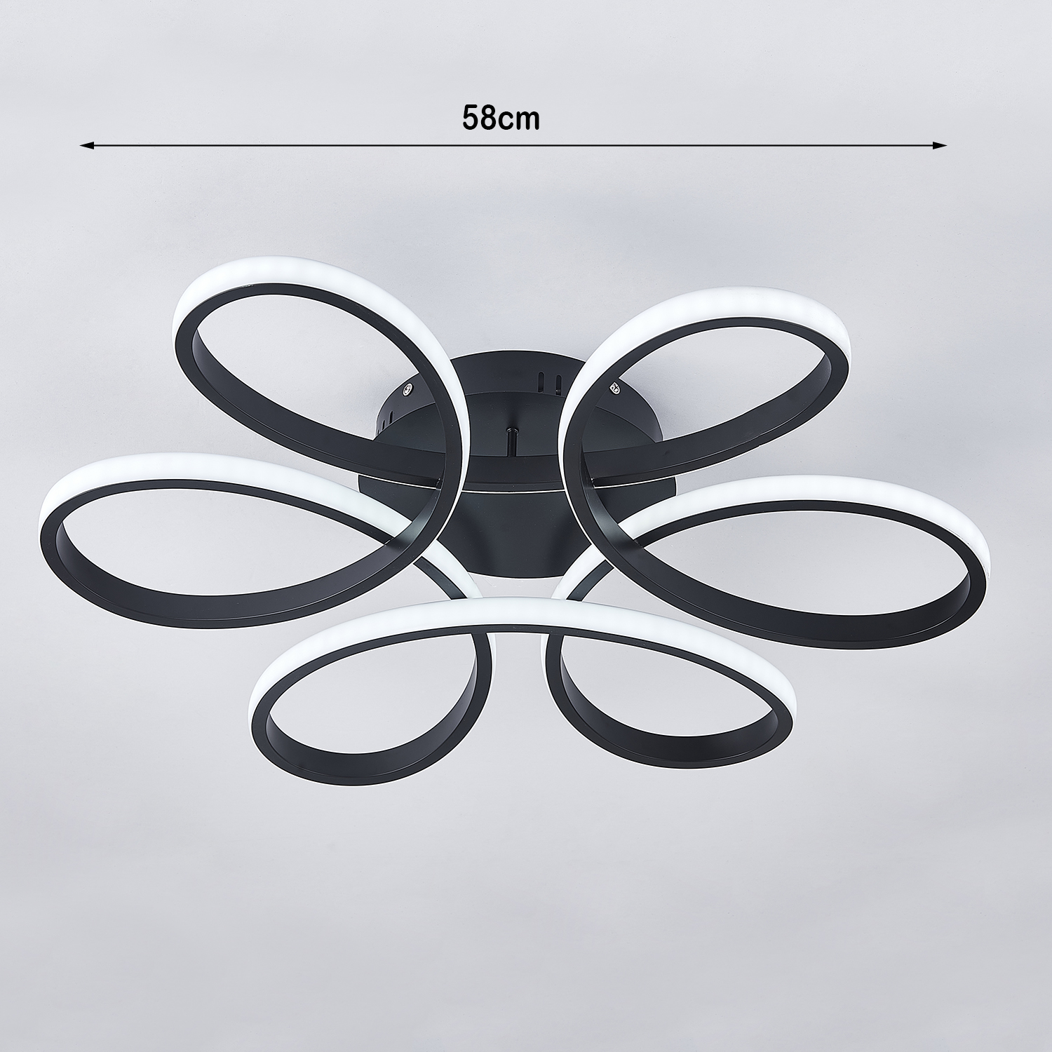 Black Acrylic Petal LED Semi Ceiling Light Cool White Non-Dimmable