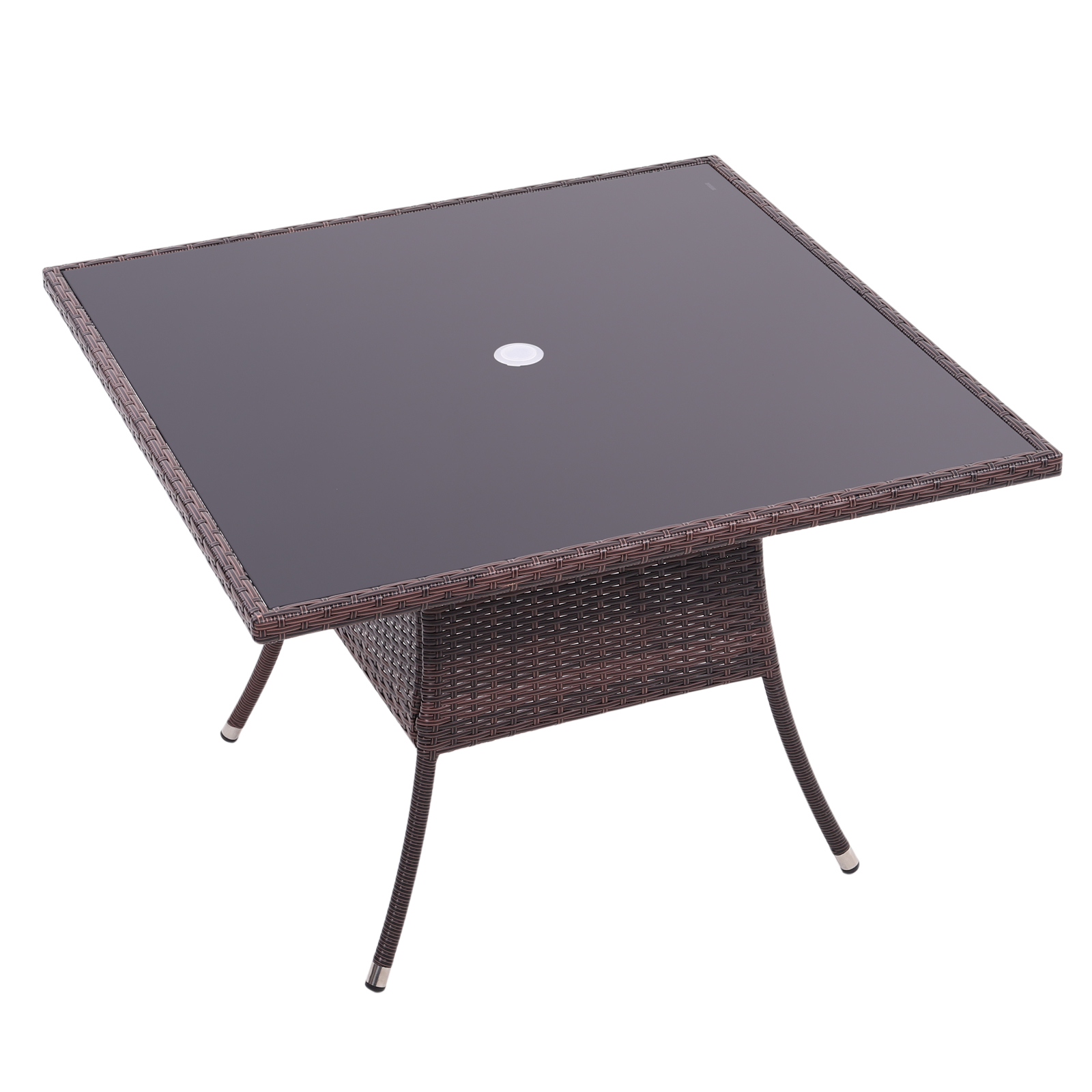 New Rattan Wicker Square Tempered Glass Garden Table 105cm W