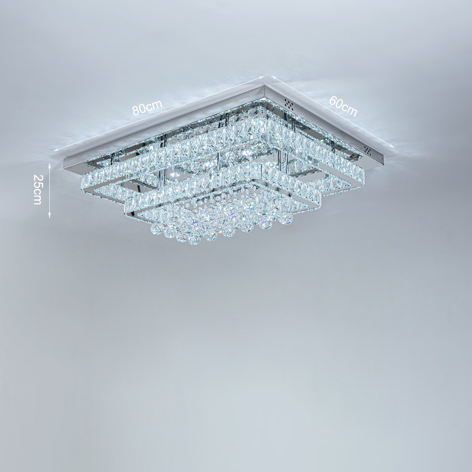 New Modern Luxary Crystal LED Flush Mount Ceiling Light Fixture Polished Chrome