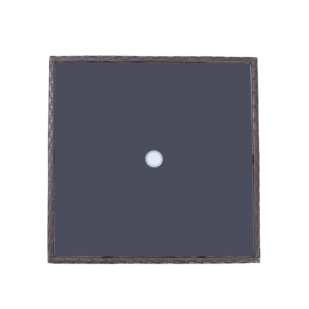 New Rattan Wicker Square Tempered Glass Garden Table 80cm W