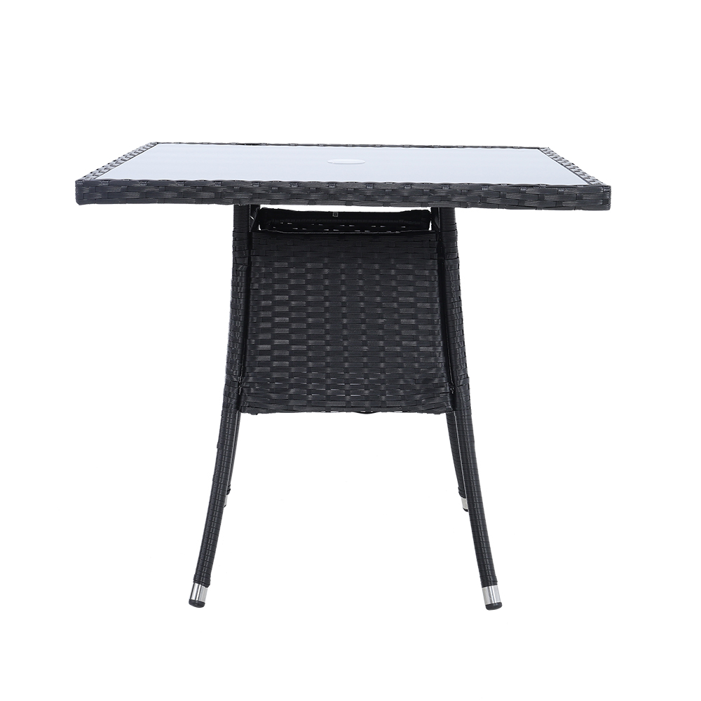 New Rattan Wicker Square Tempered Glass Garden Table 80cm W