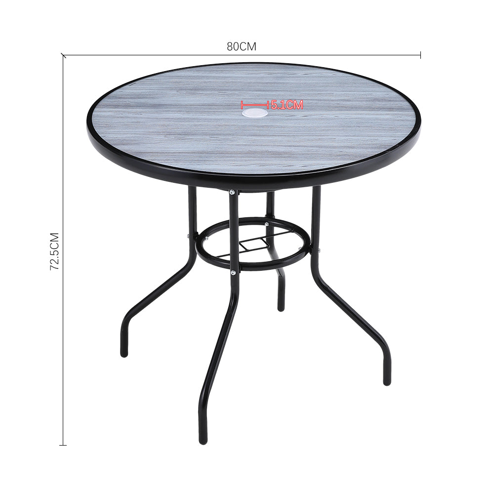 New Garden Tempered Glass Wood Grain Coffee Table with Parasol Hole