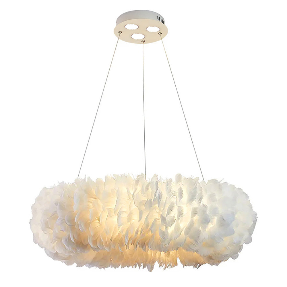 New Chic Feather 6 Light Pendant Light Fluffy White