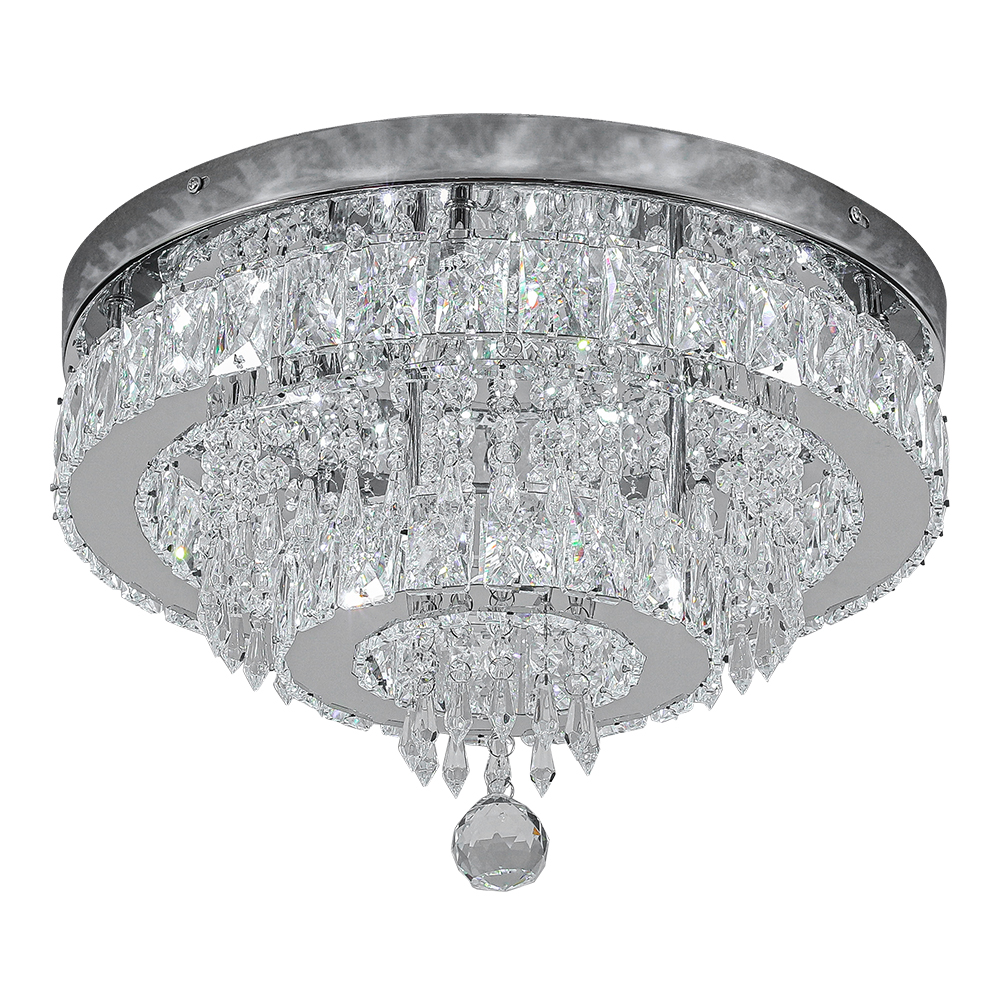 Elegant Crystal Round Ceiling Light Cool White Non Dimmable