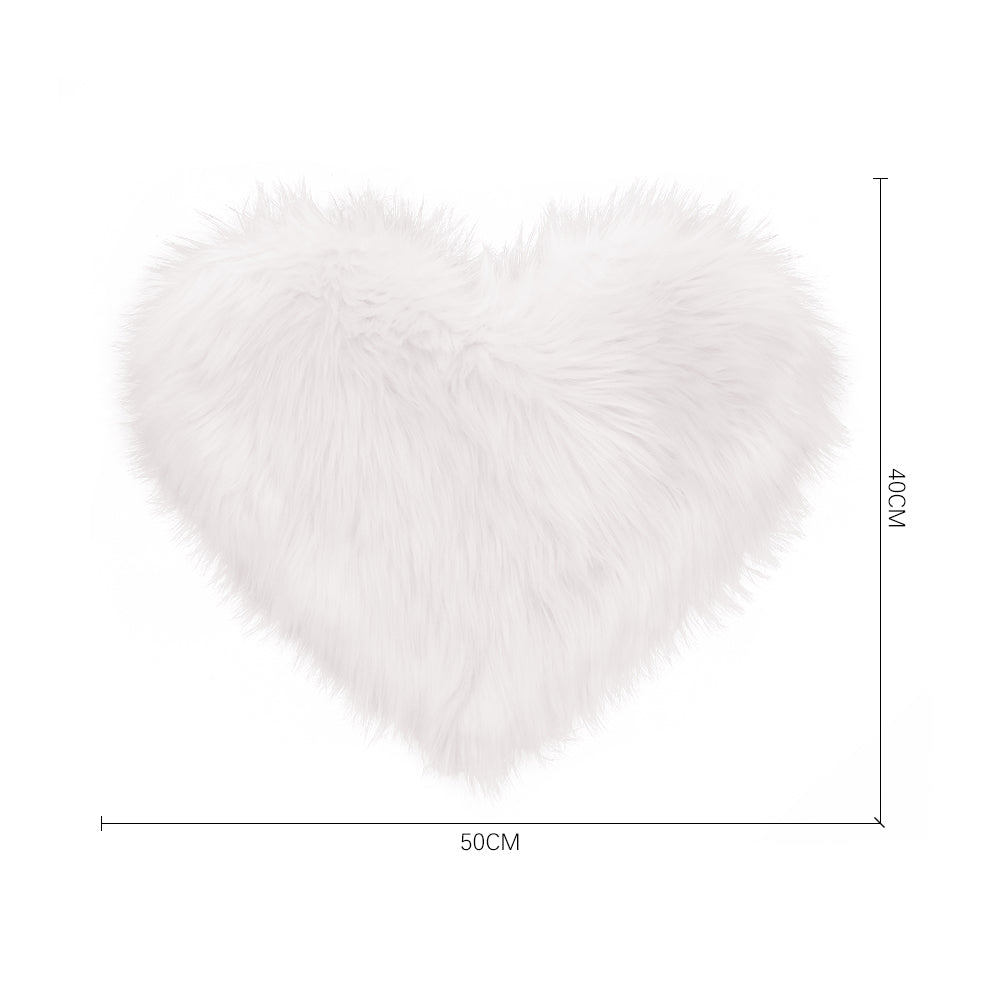 Heart Shaped Long Plush Throw Pillow Cushion White