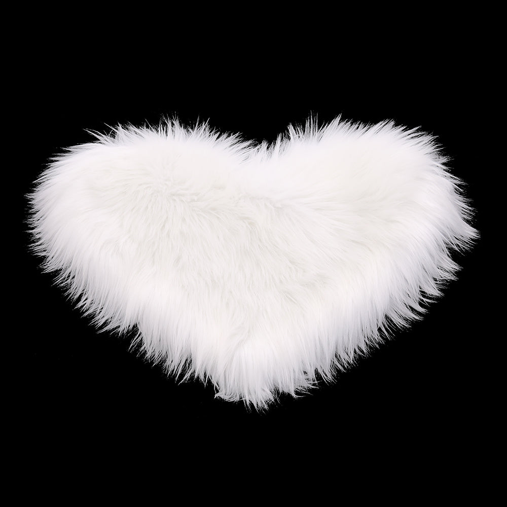 Heart Shaped Long Plush Throw Pillow Cushion White