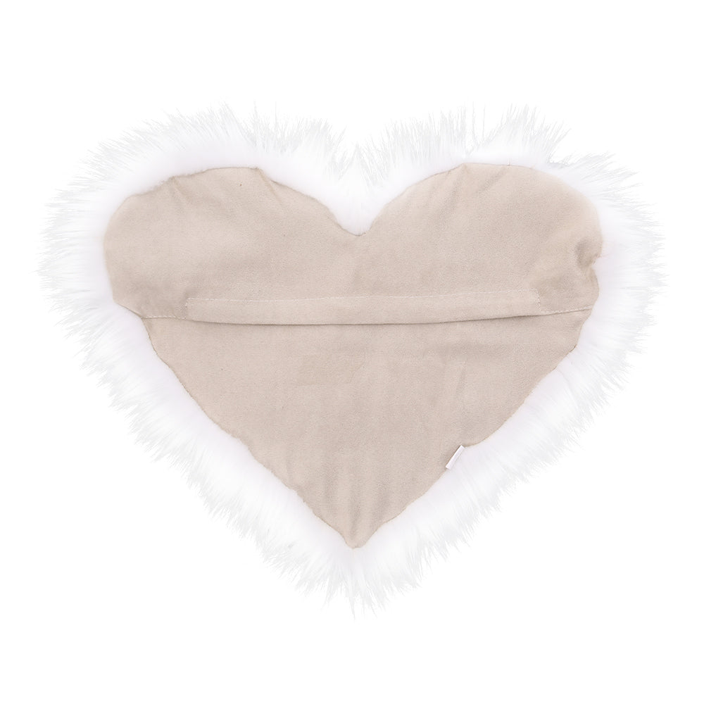 Heart Shaped Long Plush Throw Pillow Cushion White