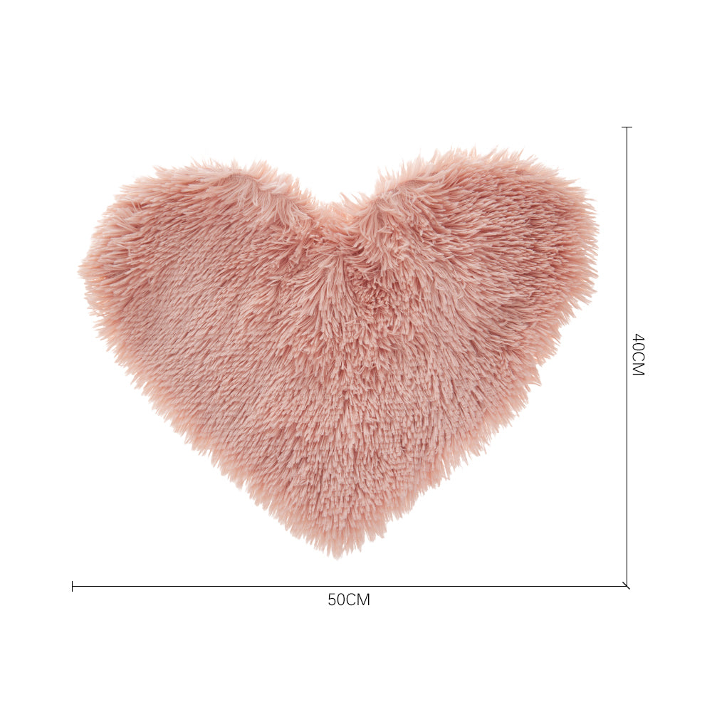 Heart Shaped Long Plush Throw Pillow Cushion Pink