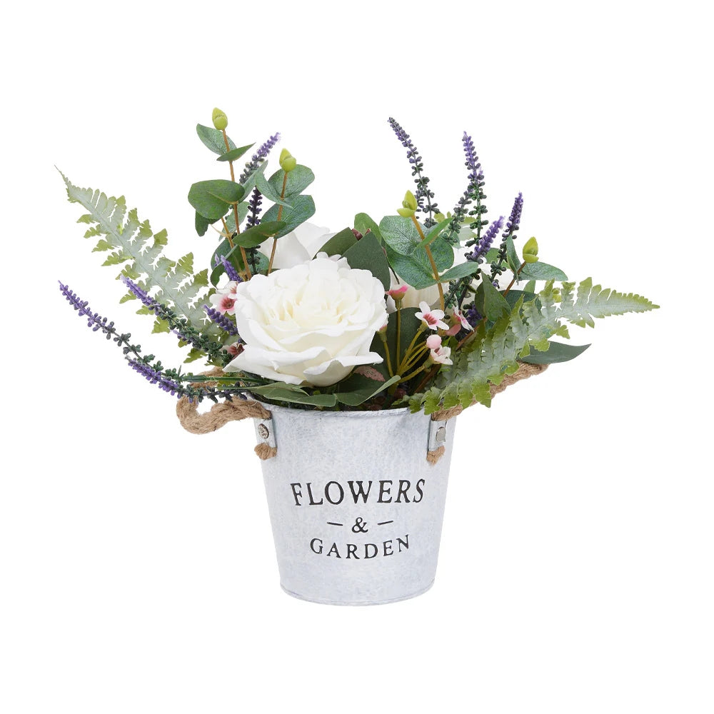 Artificial Potted Flower Tabletop Decor White