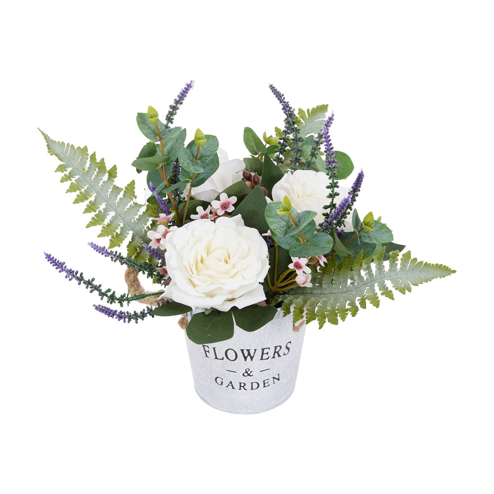 Artificial Potted Flower Tabletop Decor White