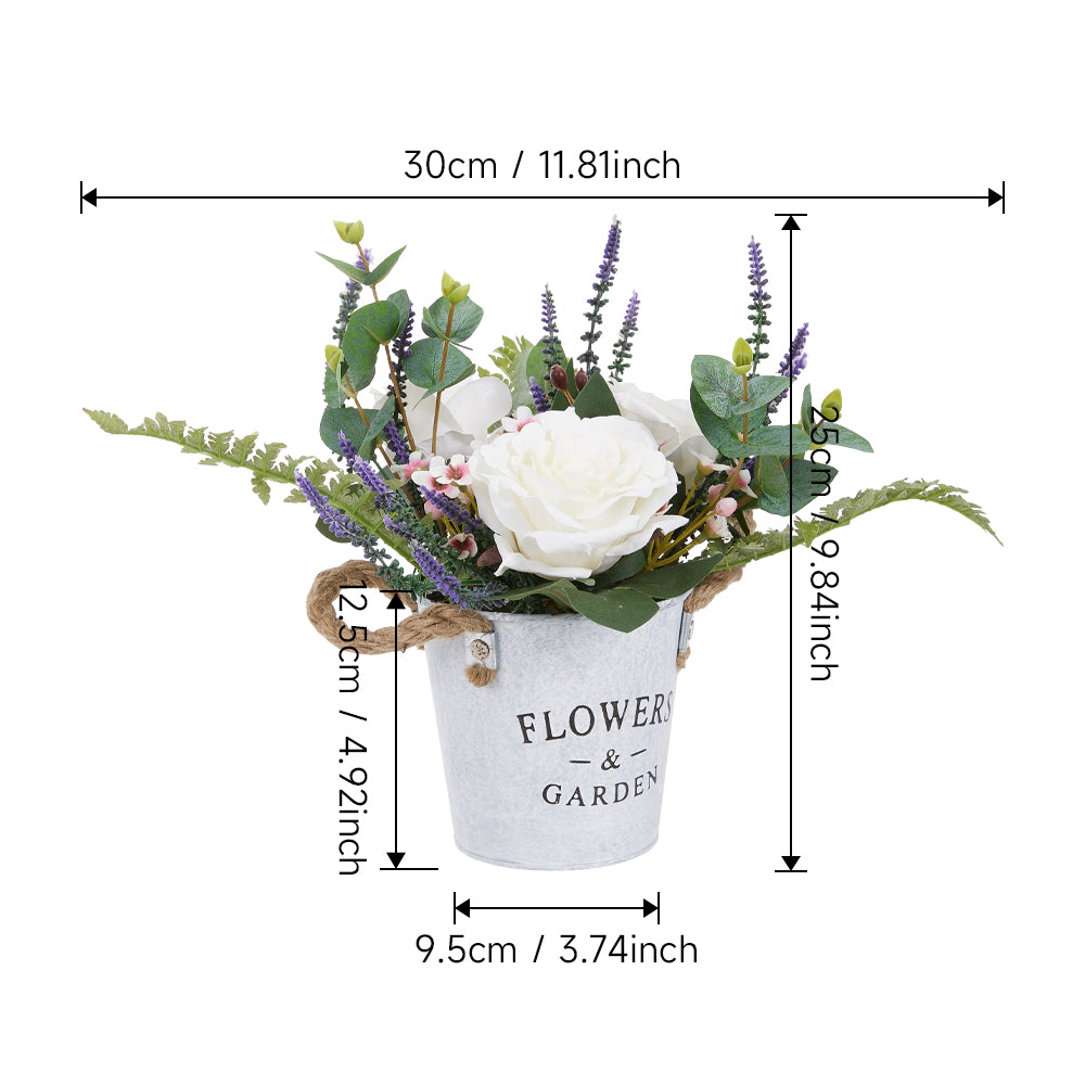 Artificial Potted Flower Tabletop Decor White