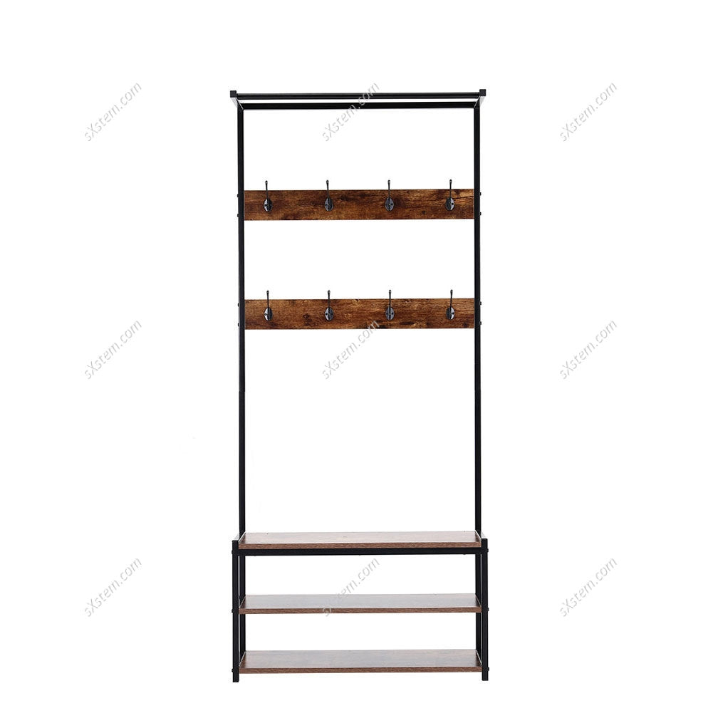 Metal Coat Hat Shoes Shelf Clothes Hanger Hallway Shoe Rack Bench