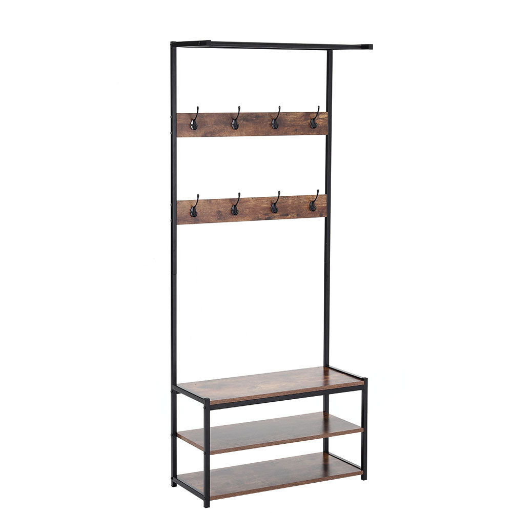 Metal Coat Hat Shoes Shelf Clothes Hanger Hallway Shoe Rack Bench