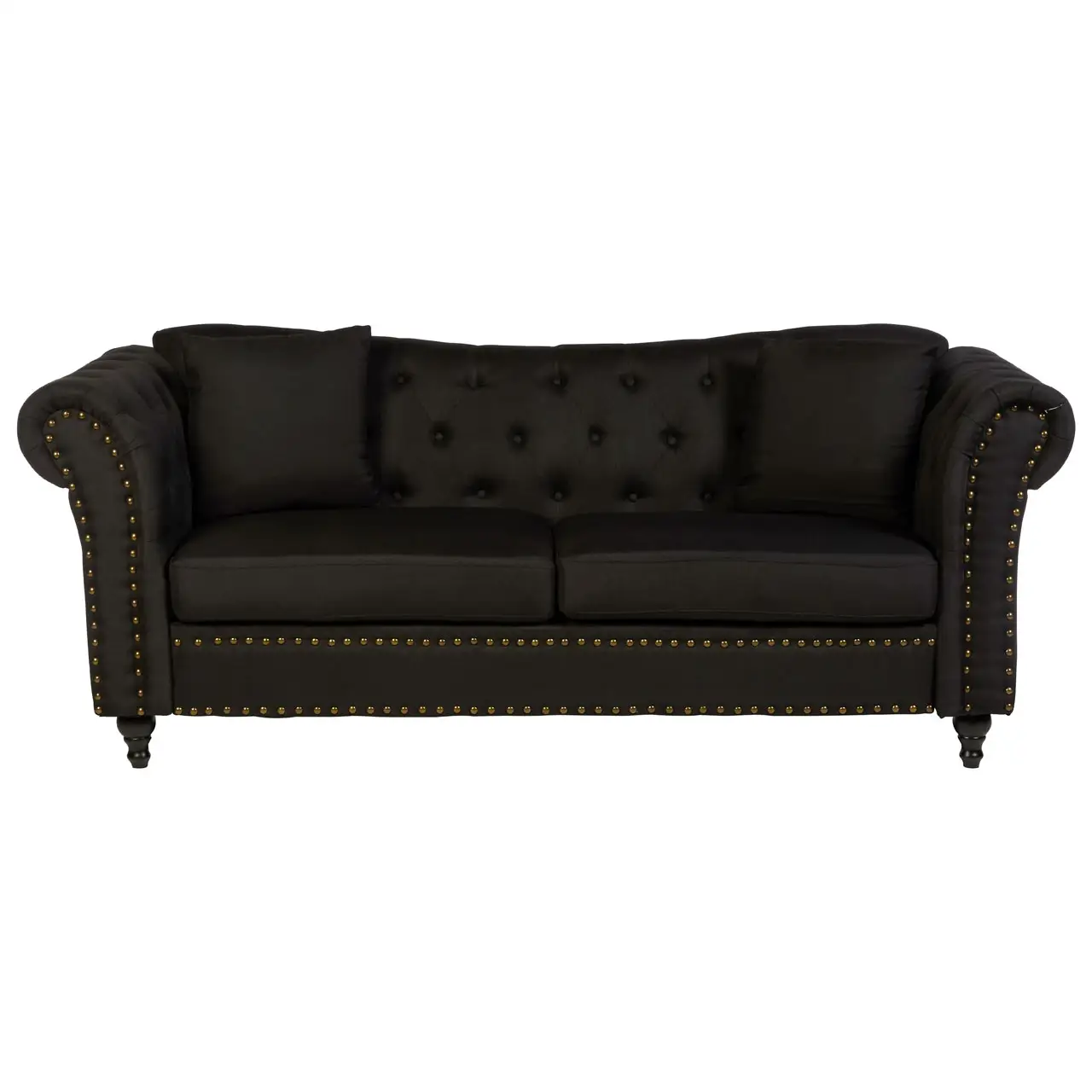 Fable 3 Seat Black Chesterfield Sofa