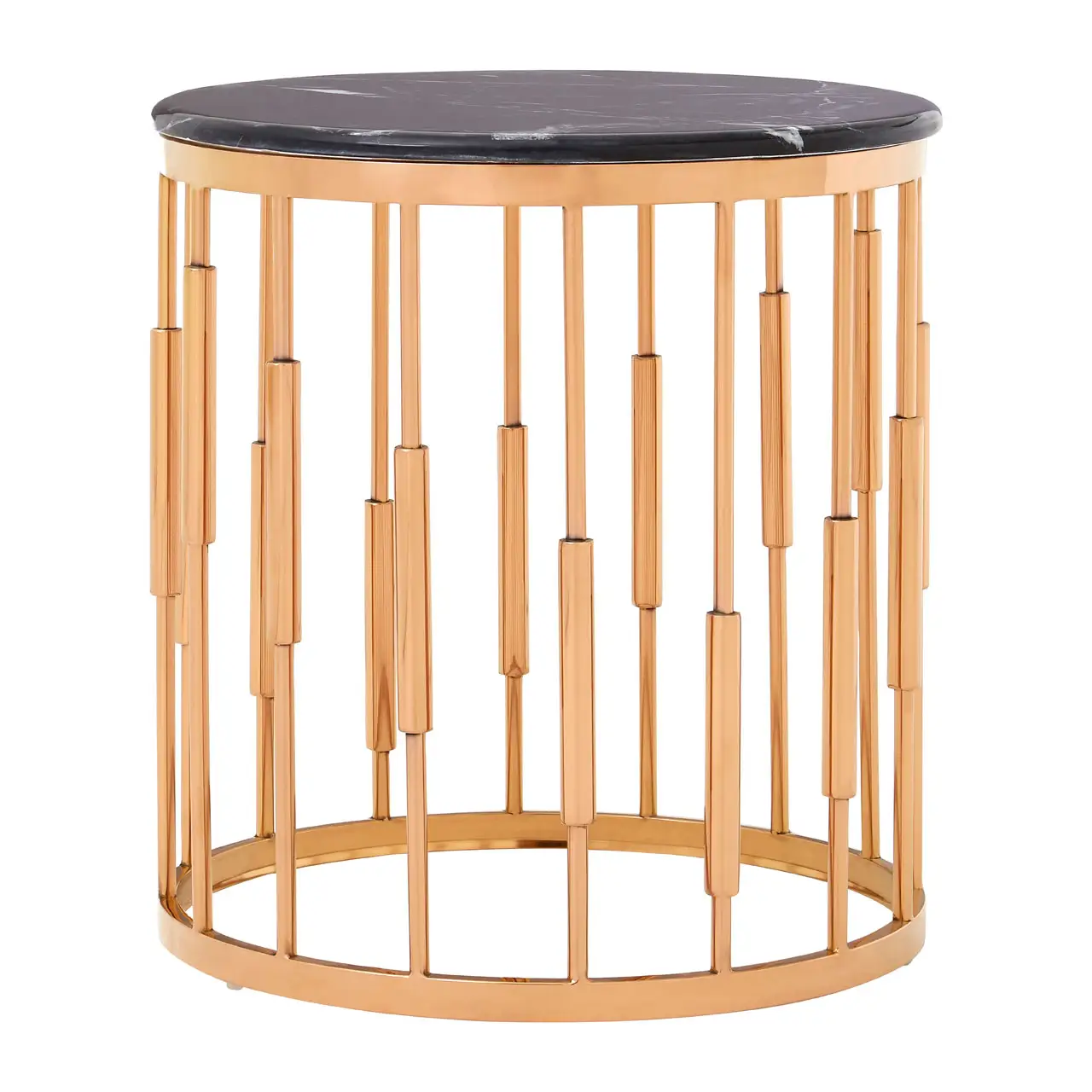 Alvaro Round Copper Finish Side Table