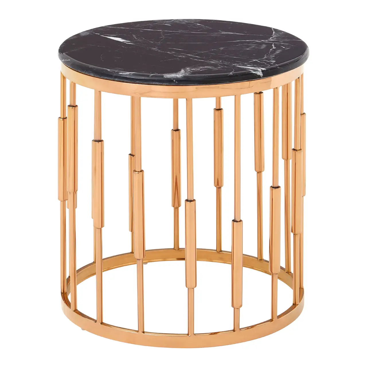 Alvaro Round Copper Finish Side Table