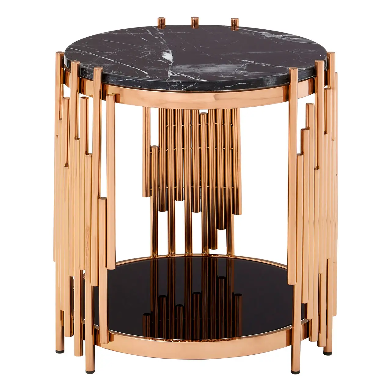 Alvaro Rose Gold and Marble Side Table