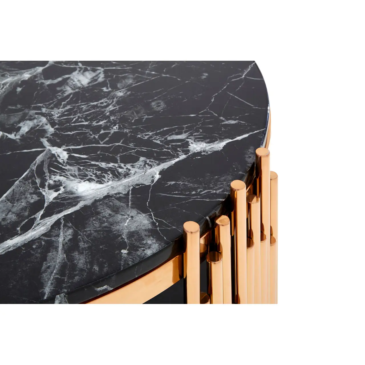 Alvaro Rose Gold and Black Marble Coffee Table