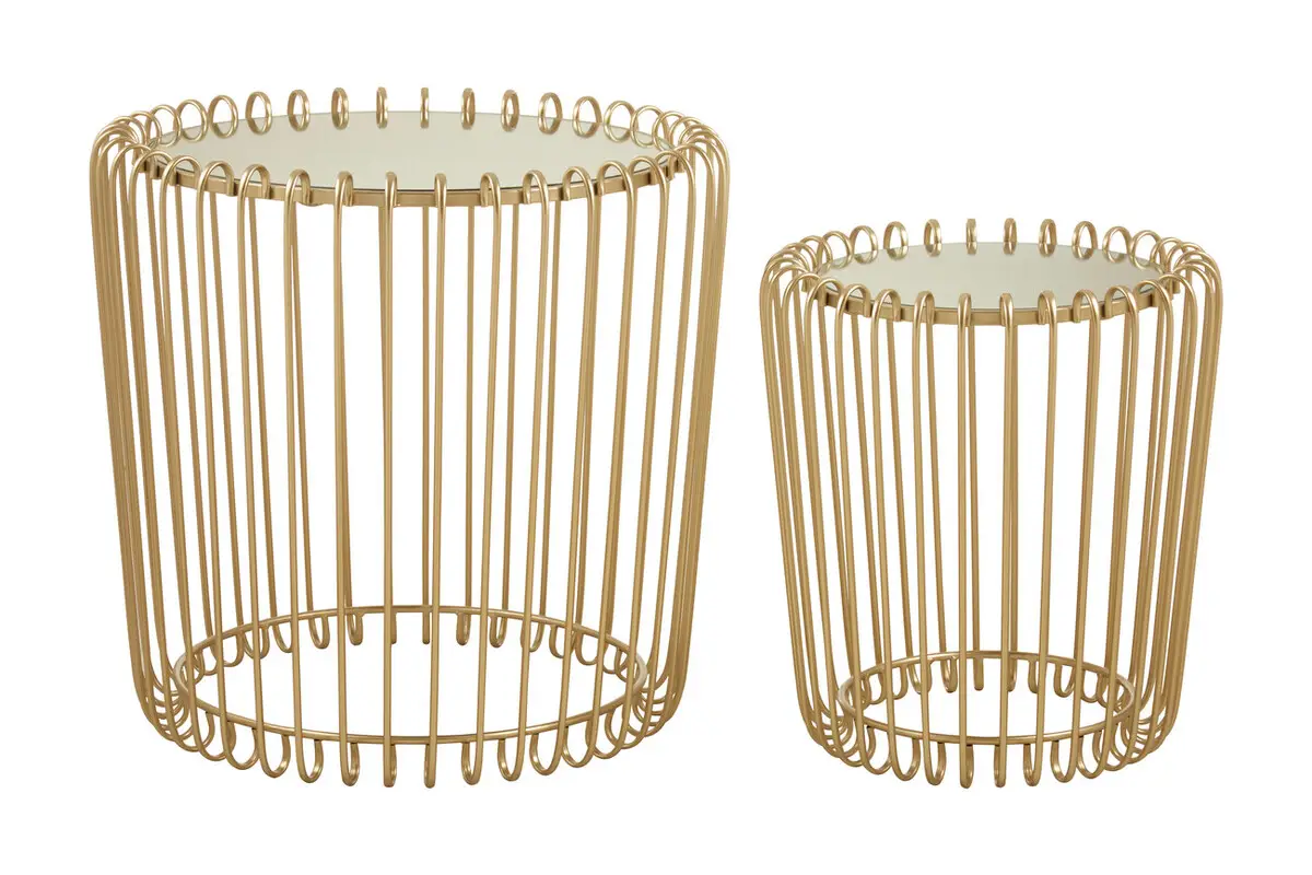 Avantis Set of Two Champagne Wireframe Side Tables