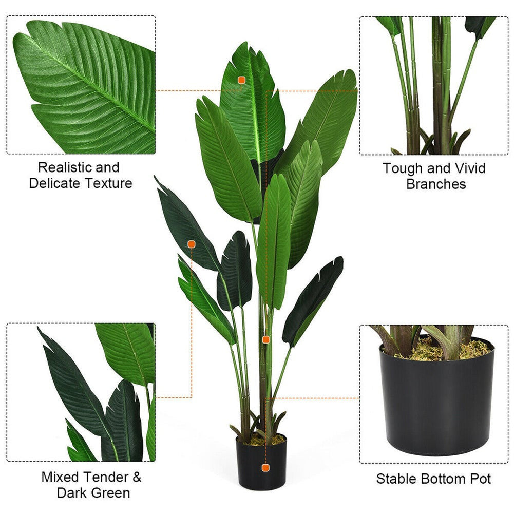 160 cm Tall Artificial Banana Leaf Tree Faux Large Plants in Pot