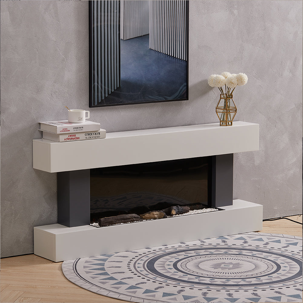 New Contemporary Wall Mounted Freestanding Fireplace with White Mantel