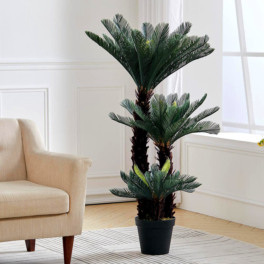 125cm H Artificial Triple Cycas Decorative Plant in Planter