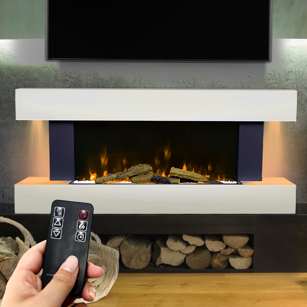 Contemporary Wall Mounted/Freestanding Fireplace Mantel for Living Room