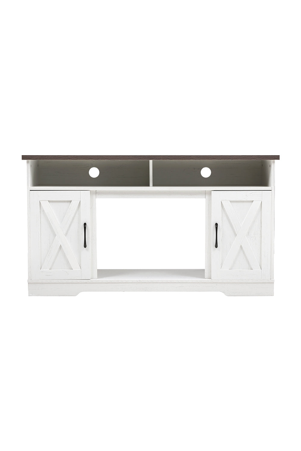 White TV Stand with Storage Units for 24 Inch Fireplace